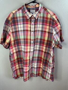 Jos. A. Bank Multicolor Plaid Short-Sleeve Button-Down Shirt